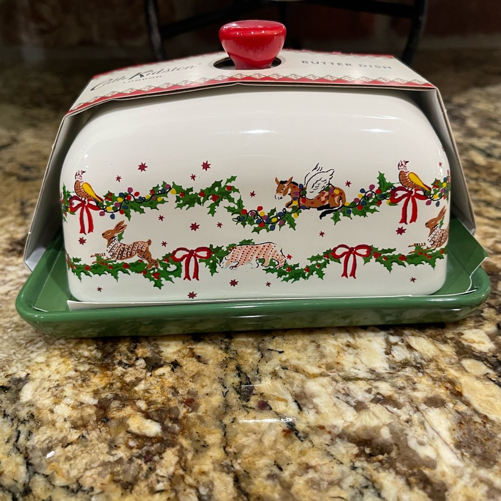 CATH KIDSTON christmas design covered butter dish beautiful- Brand new